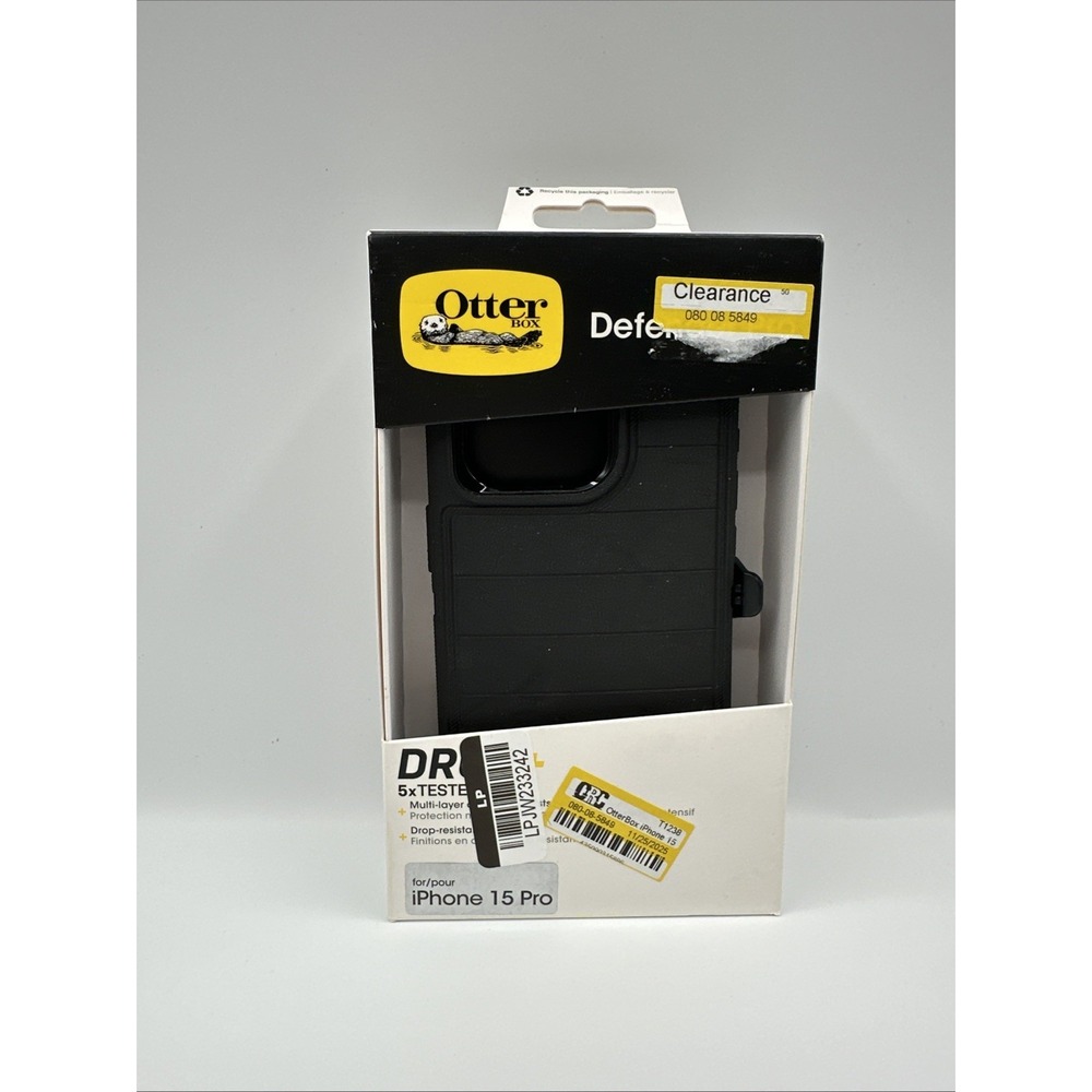 OtterBox Defender Pro Series Case & Belt Holster for Apple iPhone 15 Pro, Black